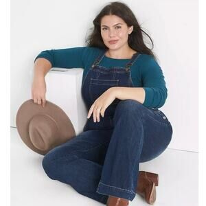 LANE BRYANT Women's PLUS 22 Signature Fit Straight Denim Jean Overall Cowgirl